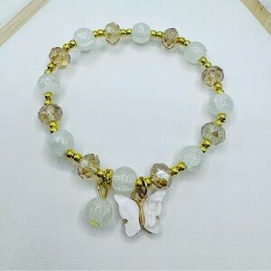 White Butterfly Beaded Bracelet